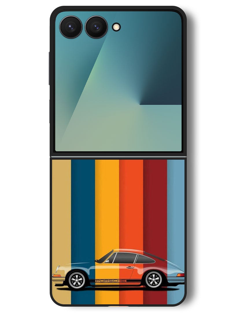 Theodor Case Compatible with Samsung Galaxy Z Flip 7 - 6.9 Inch Protection Shockproof Bumper Cover Vintage Porche - Image 1