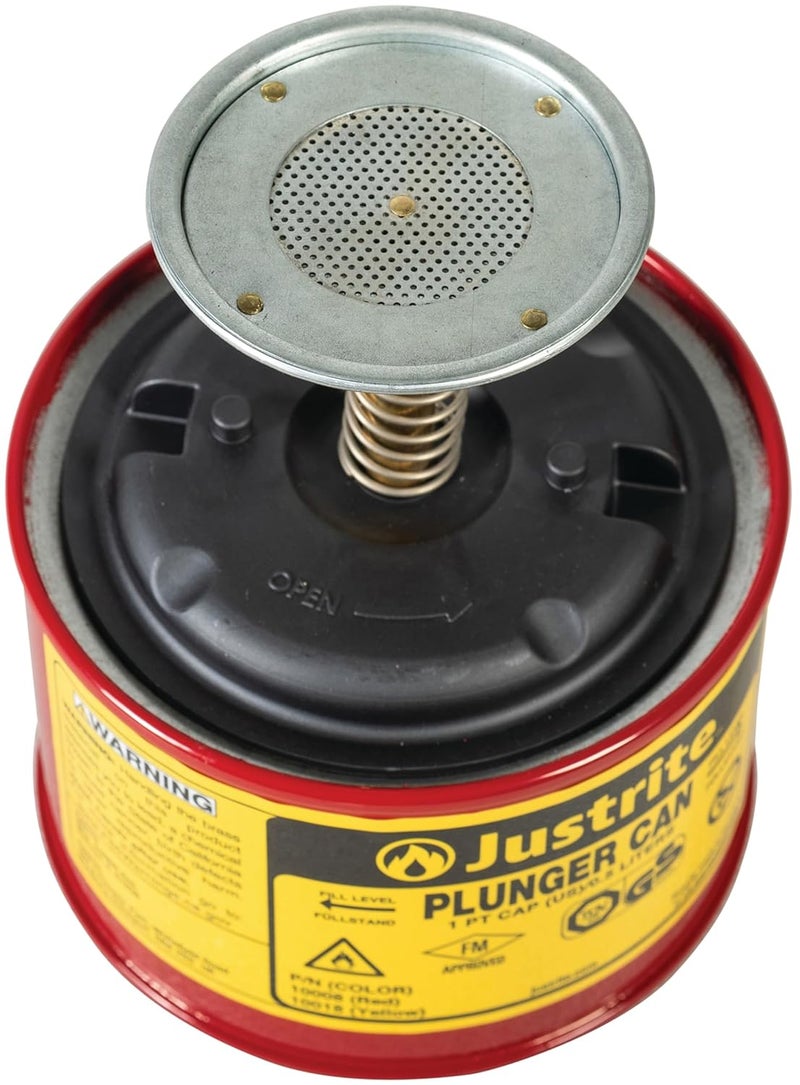 Justrite 5L Piston Can with 70mm Dasher - Red Steel Design - Image 2
