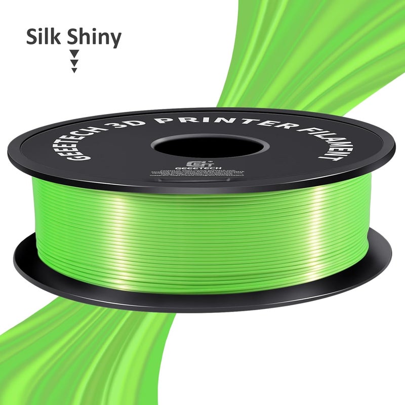 Geeetech Silk PLA Filament 1.75mm 3D Printer Filament Apple Green, Metal-Like Shiny Silk PLA Filament, 1kg (2.2lbs) 1 Spool, Dimensional Accuracy +/- 0.02 mm, Bright Green - Image 3