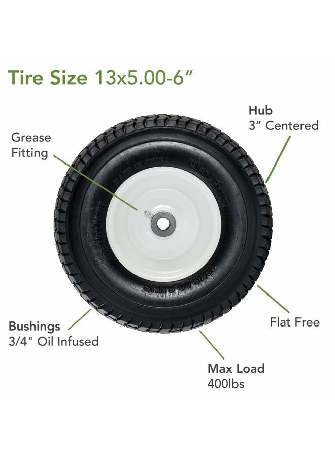 Marathon 30326 13x5.00-6" Flat Free Lawnmower Tire on Wheel 3" Hub, 3/4" Bushings - Image 4