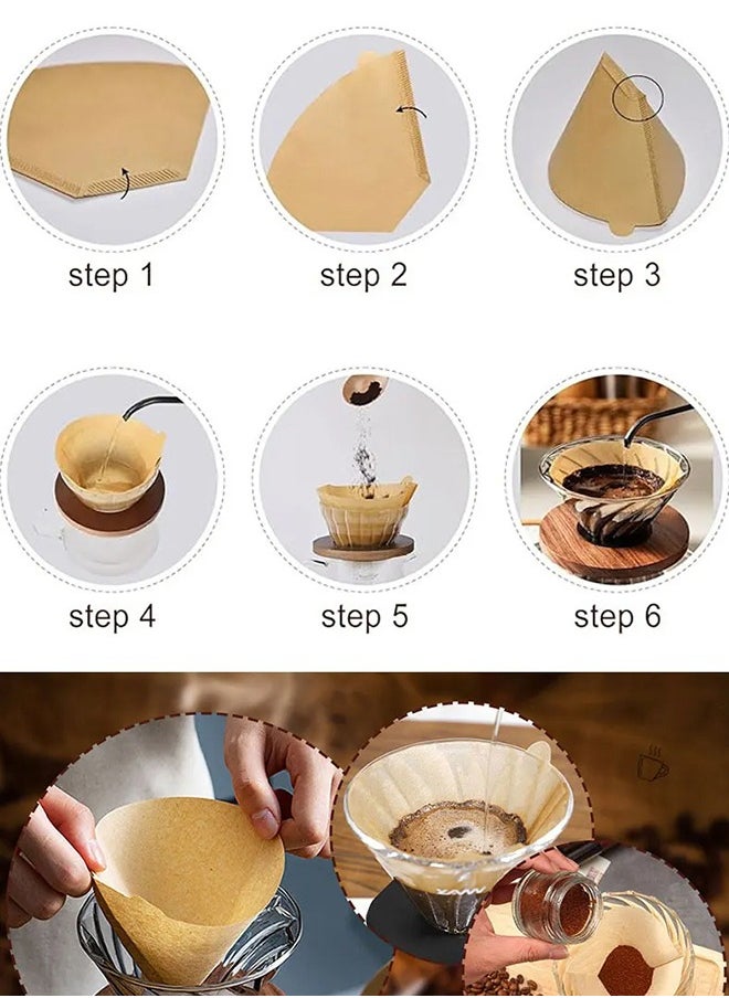 Generic - 100 Sheets V60 Coffee Filter Paper,Disposable Coffee Filters Unbleached Natural Cone Coffee Filters, No Blowout Small Coffee Filters Paper For Pour Over Coffee Dripper And Coffee Maker 2-6 Cup - Image 1