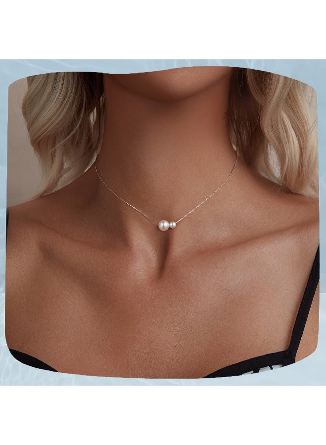 Original Shell Bead Choker Necklace - Elegant, Simple & Stylish 925 Silver - Image 1