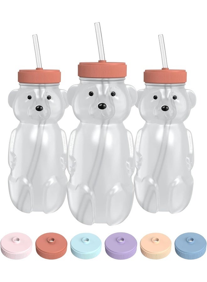 The 730 Project Honey Bear Straw Cup for Babies, 8-oz Honey Bear Cup with Lid, 3-Pack Therapy Learning Honeybear Straw, Baby Bottle Set, Firetruck RED - Image 1