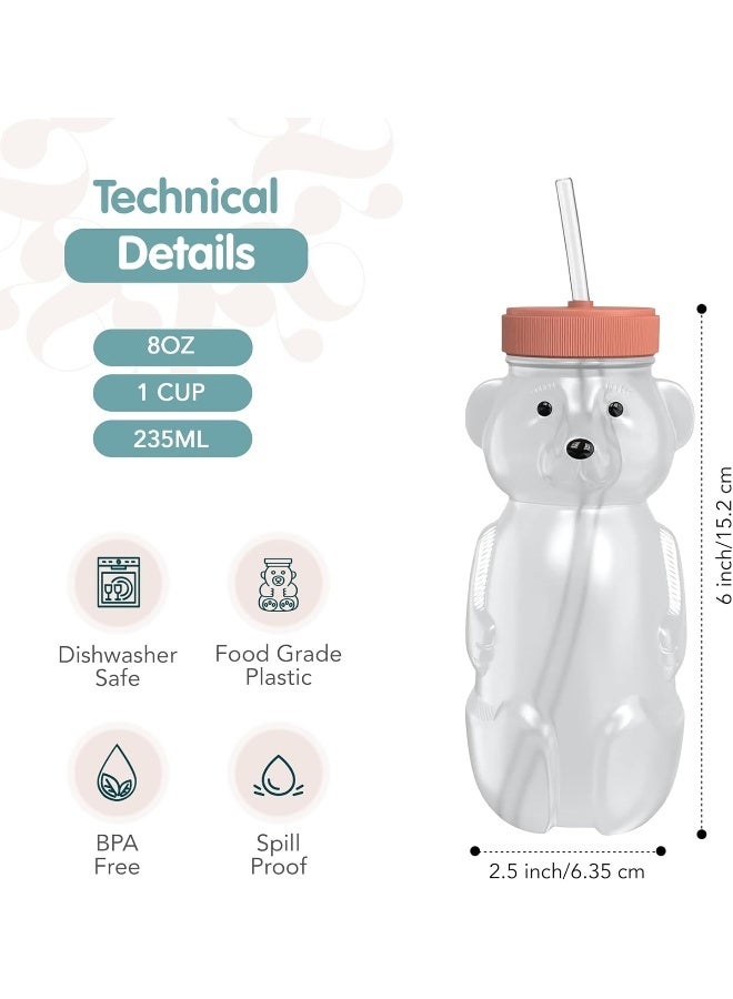 The 730 Project Honey Bear Straw Cup for Babies, 8-oz Honey Bear Cup with Lid, 3-Pack Therapy Learning Honeybear Straw, Baby Bottle Set, Firetruck RED - Image 4