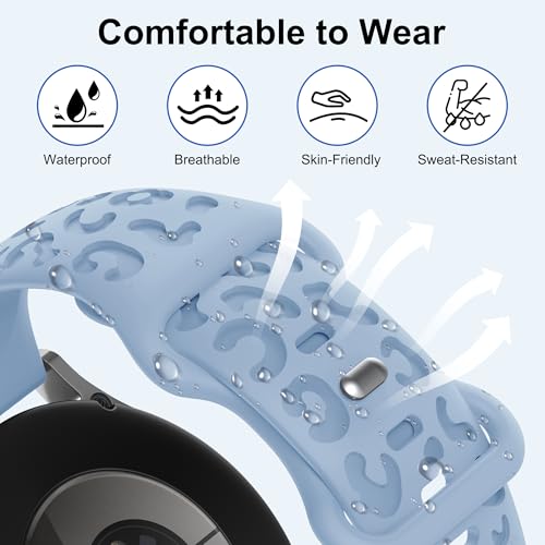Tiorecime 20 Pack Leopard Engrave Bands Compatible with Samsung Galaxy Watch 7 6 5 4 FE 40mm 44mm/6 4 Classic 43mm 47mm 42mm 46mm/5 Pro 45mm/Active 2 Band, 20mm Soft Silicone Cheetah Strap for Women Men - Image 3