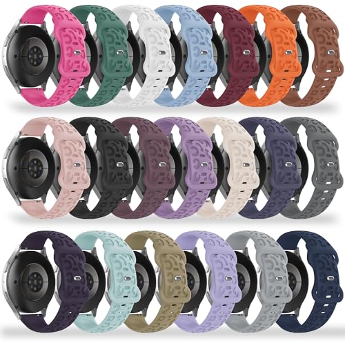 Tiorecime 20 Pack Leopard Engrave Bands Compatible with Samsung Galaxy Watch 7 6 5 4 FE 40mm 44mm/6 4 Classic 43mm 47mm 42mm 46mm/5 Pro 45mm/Active 2 Band, 20mm Soft Silicone Cheetah Strap for Women Men - Image 1