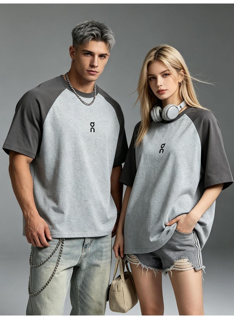 اون راننج On Running Shoulder-inserted couple's summer contrast stitching loose short-sleeved T-shirt for men and women - Image 1