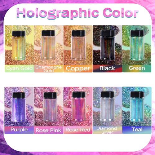 Renfio Holographic Glitter - Silver Diamond Dust, 1.94oz/55g Fine Glitter for Resin, Slime, Snowglobe, Christmas Decor - Image 4