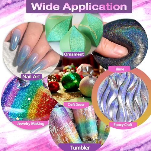 Renfio Holographic Glitter - Silver Diamond Dust, 1.94oz/55g Fine Glitter for Resin, Slime, Snowglobe, Christmas Decor - Image 5