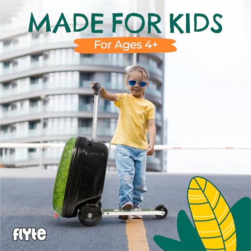 Flyte Darwin The Dino Scooter Suitcase - Rideable, Carry on Compliant 2-in-1 Children's Suitcases, 18 inch Ride on Suitcase for Kids, 25 Litre Capacity Kids' Luggage on Wheels for Children Aged 4+ - Image 5