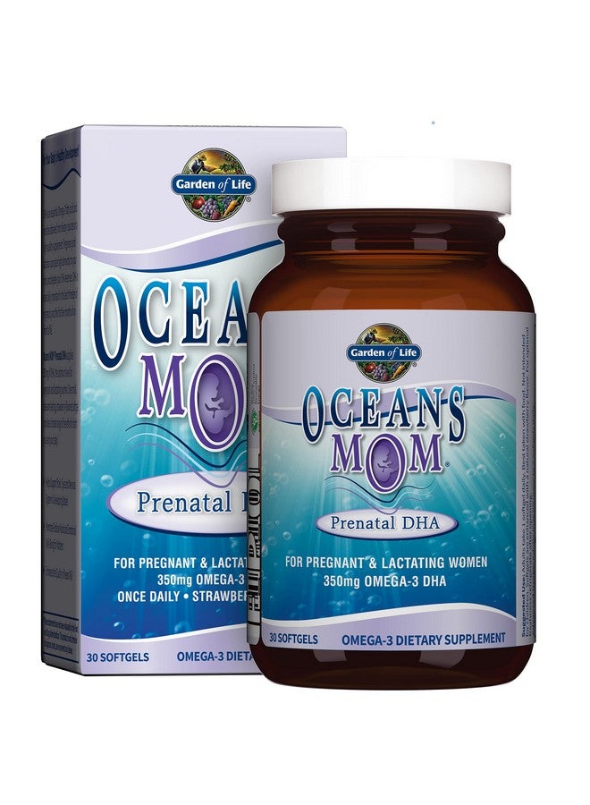 Garden of Life Oceans Mom Prenatal Fish Oil DHA, Omega 3 Fish Oil Supplement - Strawberry, 350mg Prenatal DHA Pregnancy Fish Oil Support for Mamas, Babys Brain & Eye Development, 30 Small Softgels - Image 1