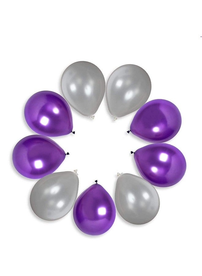 HK Balloons ® Pack Of 100 Metallic Purple & Silver Rubber Balloons For Birthday Decorations - Image 2