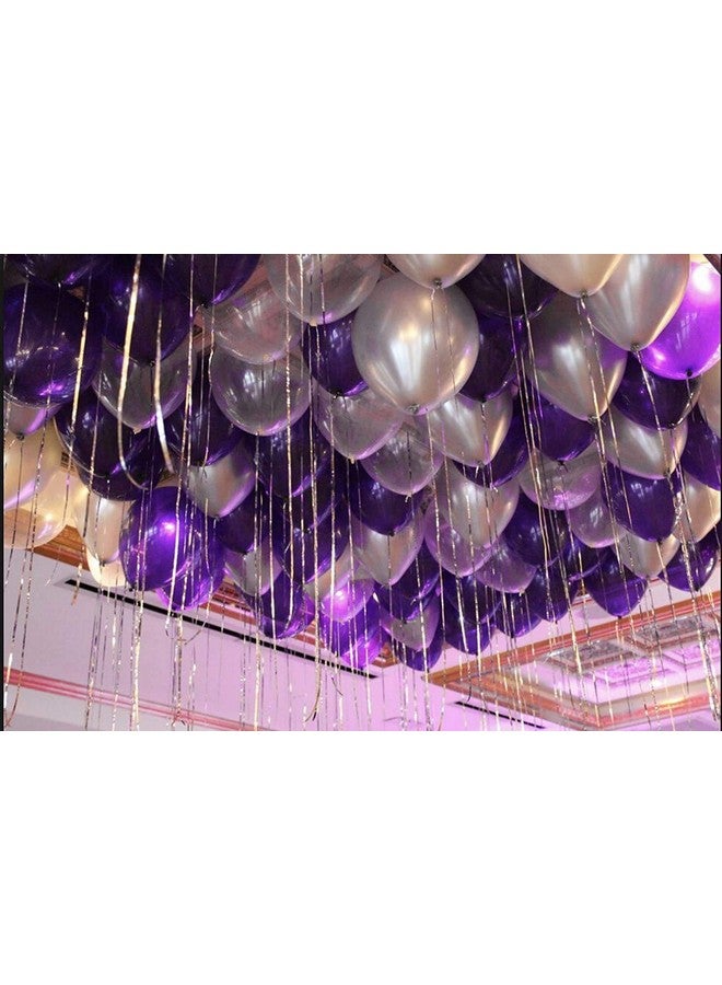 HK Balloons ® Pack Of 100 Metallic Purple & Silver Rubber Balloons For Birthday Decorations - Image 1