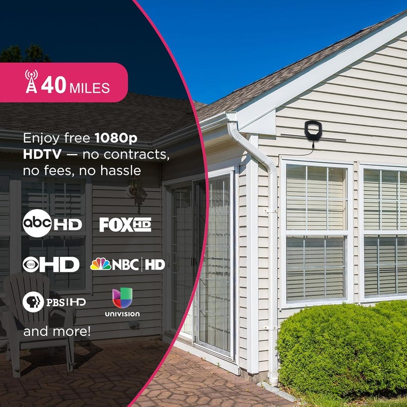 جي إي هوائي UltraPro Optima الخارجي عالي الدقة، مدى 40 ميل، 4K/8K فائقة الدقة، جاهز لتلفزيون الجيل القادم، مقاوم للعوامل الجوية، تركيب في العلية أو خارجي، قنوات محلية مجانية، 81870 - Image 2