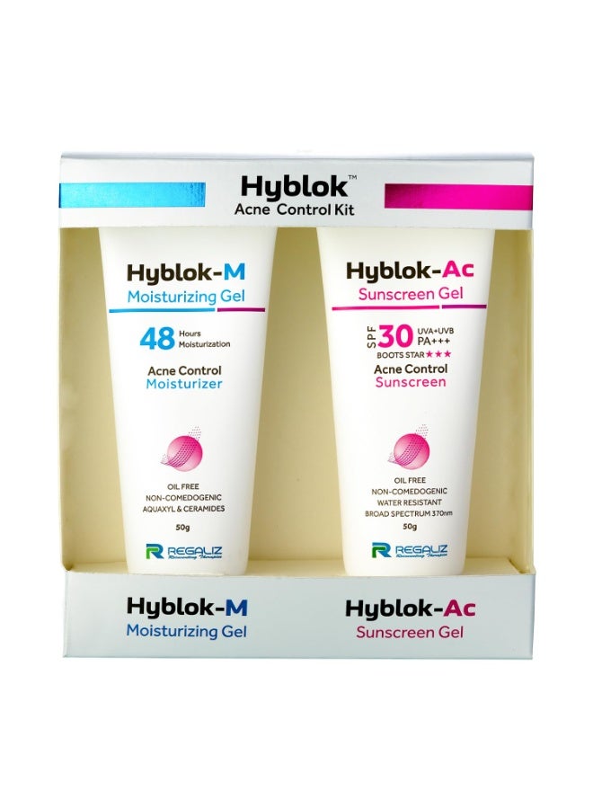Regaliz Hyblok Acne Control Kit | Moisturzing Gel 50 g & Sunscreen Gel 50g - Image 1