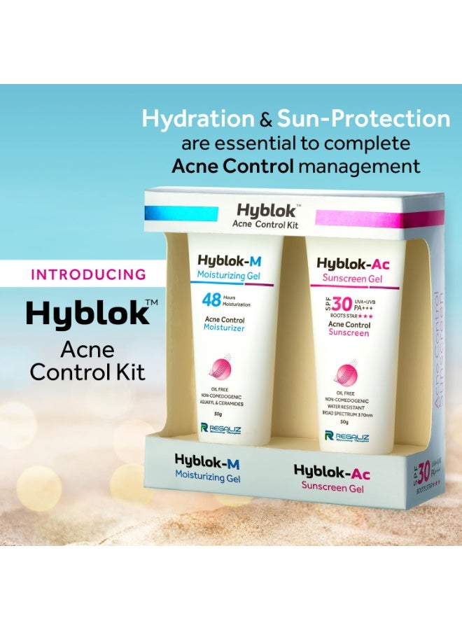 Regaliz Hyblok Acne Control Kit | Moisturzing Gel 50 g & Sunscreen Gel 50g - Image 2