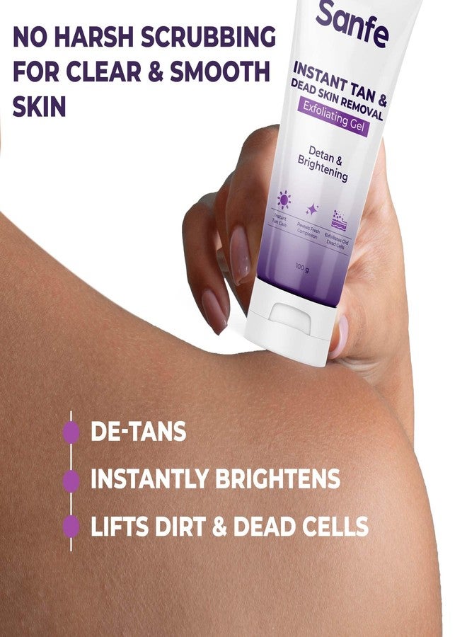 Sanfe Instant Tan & Dead Skin Removal Exfoliating Gel | Visibly Removes Tan | AHA Exfoliation in Minutes | Smooth & Bright Skin | 100g - Image 5