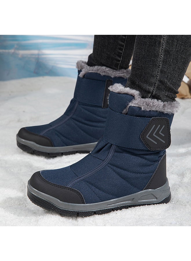 Winter Boys' And Girls' Shoes With Velcro, Thickened Cotton Boots, High-top Warm Snow Boots, Cold-resistant And Cold-proof Big Children's Shoes