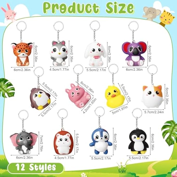 Hollowfly Squeeze Stress Balls Keychains Cute Artificial Squeeze Stress Relief Keychain Toys for Employee Coworker Teacher Student Birthday End of School Year Mental Health Awareness Gifts(Animal) - Image 2