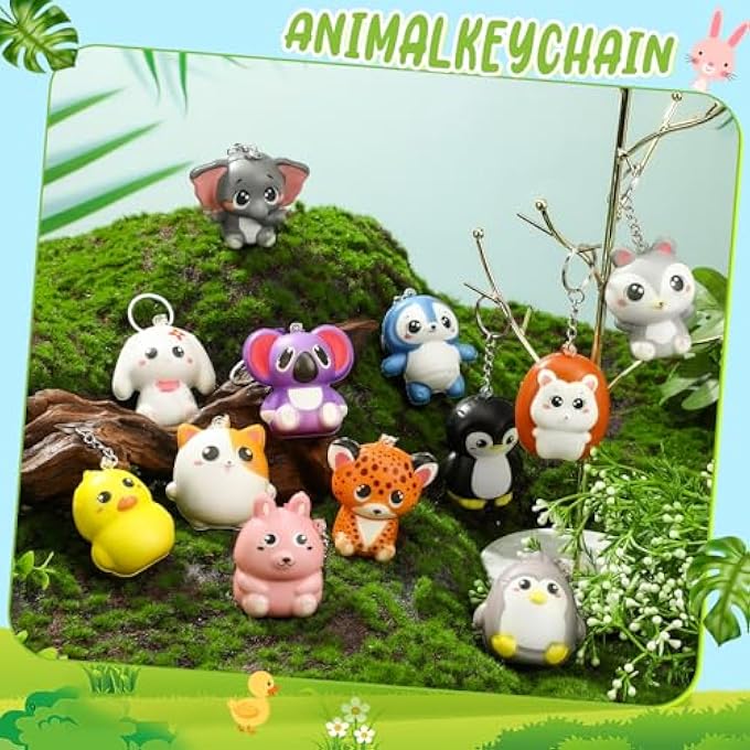 Hollowfly Squeeze Stress Balls Keychains Cute Artificial Squeeze Stress Relief Keychain Toys for Employee Coworker Teacher Student Birthday End of School Year Mental Health Awareness Gifts(Animal) - Image 4