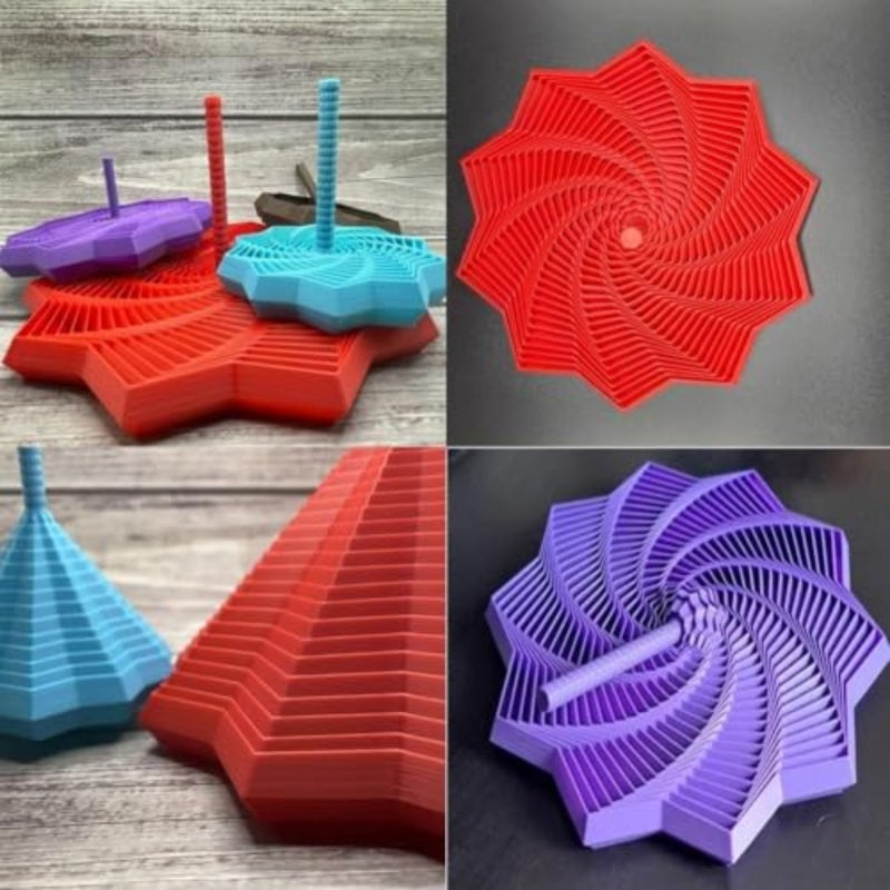 3D Printed Fidget Star: 17.5Cm Eco-Friendly PLA Plastic, Captivating Dynamic Fractal Design, Satisfying Clicking Sound & Tactile Feedback - Ergonomic Non-Slip Grip, Compact Foldable Stress Relief Tool - Image 2