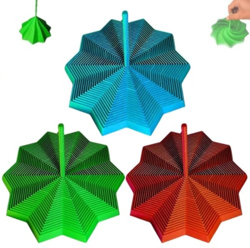 3D Printed Fidget Star: 17.5Cm Eco-Friendly PLA Plastic, Captivating Dynamic Fractal Design, Satisfying Clicking Sound & Tactile Feedback - Ergonomic Non-Slip Grip, Compact Foldable Stress Relief Tool - Image 1
