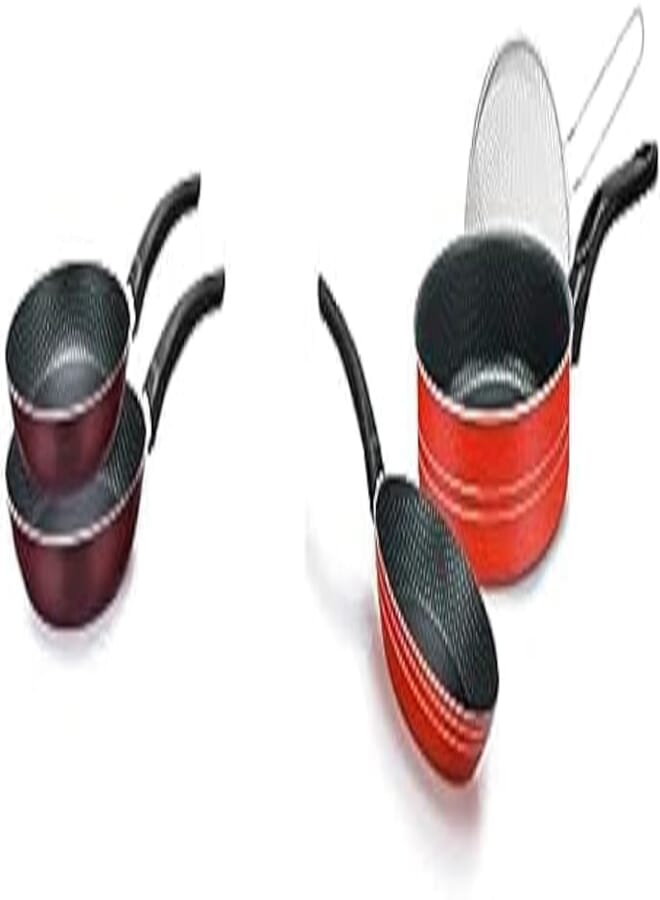Trueval frying pan set, 2 pieces (size 16-22), dark red + Trueval frying pan set of 3 red 22+20+oil filter tool