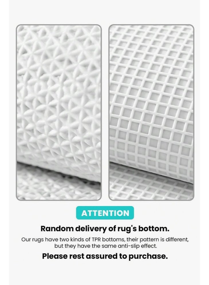 شبيلي سجادة حمام ميكروفايبر للمدخل وسجادة ترحيب، نقشة أوراق ماصة وسريعة الجفاف منخفضة الارتفاع مع ظهر غير منزلق، قابلة للغسل متينة تحبس الأوساخ والرطوبة مناسبة للحمامات والمداخل والمنازل والشقق بيج أبيض - Image 3