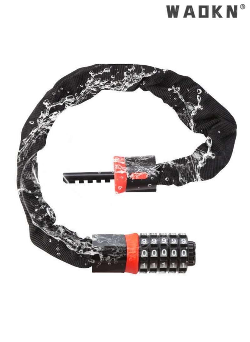 WAOKN Combination Chain Lock for Bicycles,Security Lock with Extra-Long 90cm Chain and 6mm Thickness, Ideal for Securing Bikes, Durable and Weatherproof Design,Outdoor and Indoor Use - Image 2
