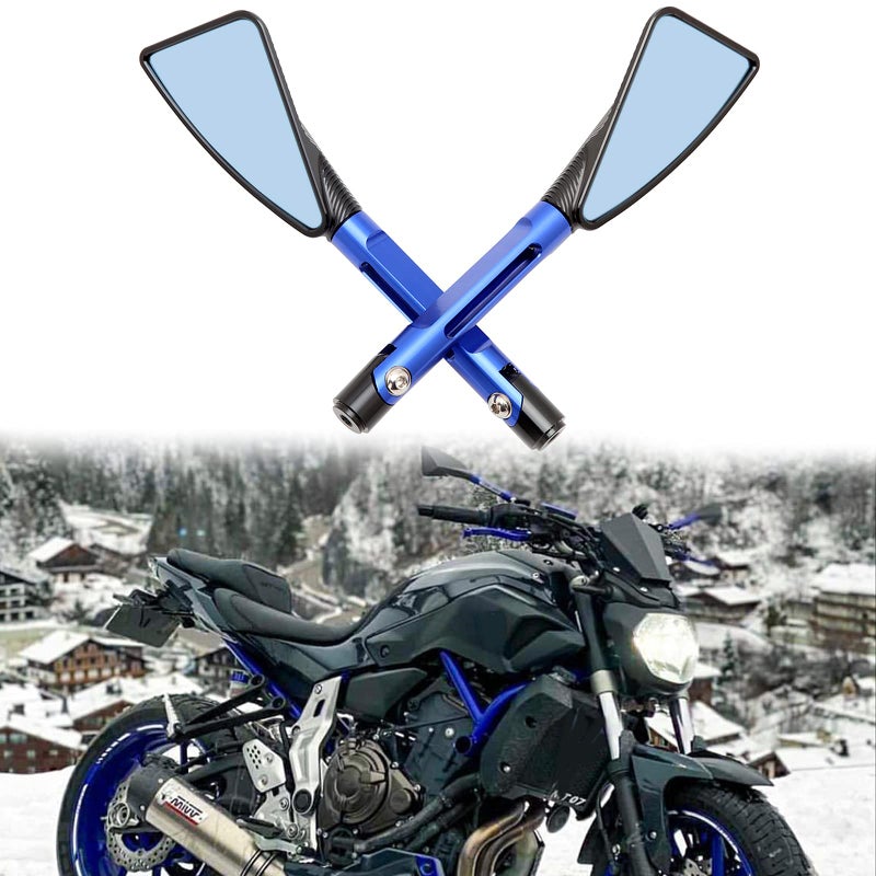 JMTBNO 8mm 10mm Motorcycle Side Rear view Mirrors For Suzuki GROM MSX125 CB500F Z125 pro Z650 Z750 Z800 Z900 Yamaha MT03 MT07 FZ07 MT09 FZ09 MT10 FZ10 MT25 FZ6 FZ8 FZ6R SV650 SV1000Blue