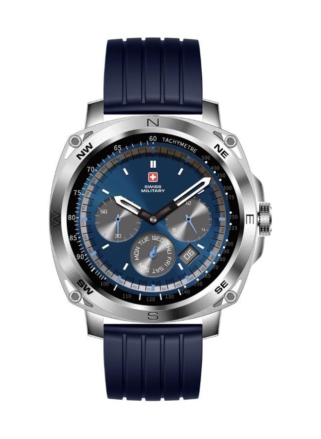 SWISS MILITARY - Swiss Military Dom 4 Smartwatch - 1.43" AMOLED, Call Features, Multi Language, Heart Rate/BP/Oxygen Level Monitoring, Wireless Charging, 5-7 Days Battery Life,IP67, Compatibility: iOS/Android- Blue - Image 1