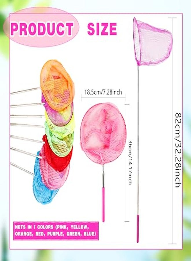 Feradny 14 Pcs Colorful Telescopic Butterfly Fishing Insect Net Catching Insects Bugs Exploration Beach Outdoor Toys for Kids Outdoor Playing, 7 Colors - Image 3
