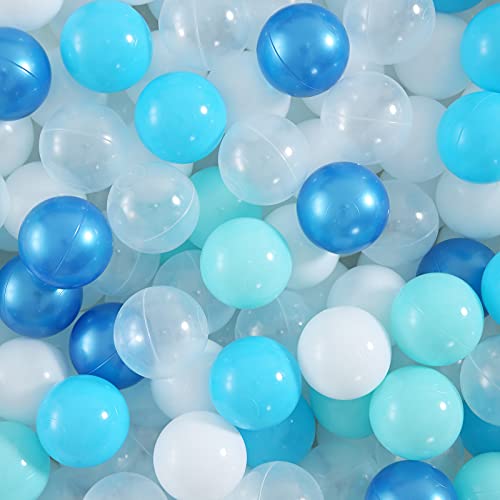 Realhaha Ball Pit Balls 100 Play Balls Plastic Balls for Baby Girls Toddlers Kids Play Tent Pool Playhouse Playpen Party Decoration Dark Blue Blue Green White Clear - Image 1