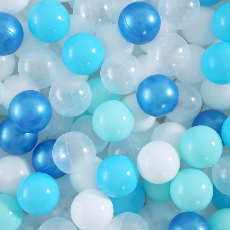Realhaha Ball Pit Balls 100 Play Balls Plastic Balls for Baby Girls Toddlers Kids Play Tent Pool Playhouse Playpen Party Decoration Dark Blue Blue Green White Clear - Image 2