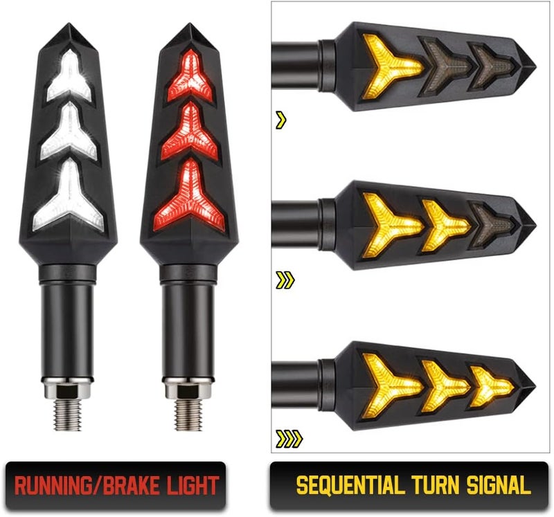 KICRY Sequential Turn Signal Motorcycle Blinkers LED Indicators - Front & Rear Flowing Lights - Image 2