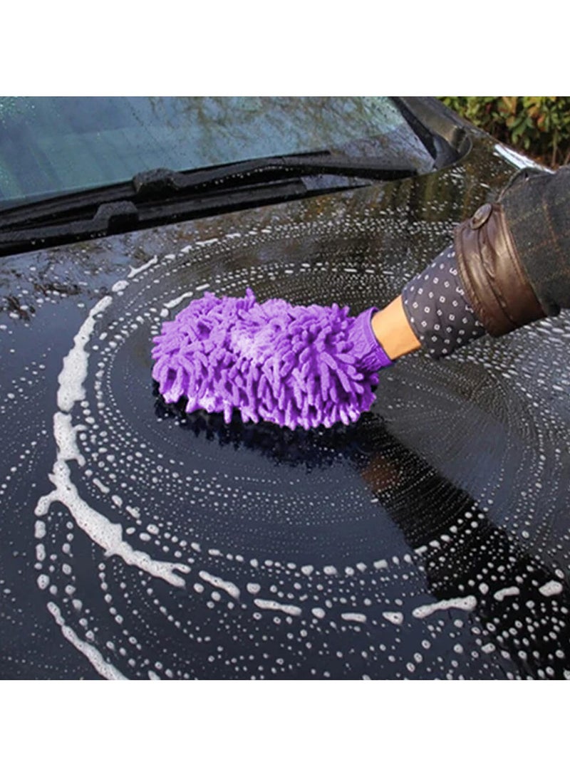 3XR Microfiber Wash Mitt Washing Gloves High Density Scratch Free Wash Mitt, Car Cleaning, Home, Kitchen, Office 1PCS Violet - Image 4