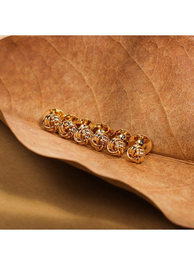 HAWSON Flower Knot Cufflinks And Tuxedo Studs Set Men Dress Shirt Studs Wedding Business Accessories (Gold Tone) - Image 5