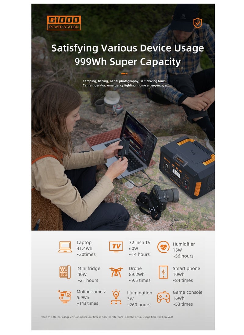 Generic Portable Power Station: 500W Solar Generator, 999Wh Pure Sine Wave, LED Lighting – Ideal for Home, Camping, and Emergencies  - Image 5