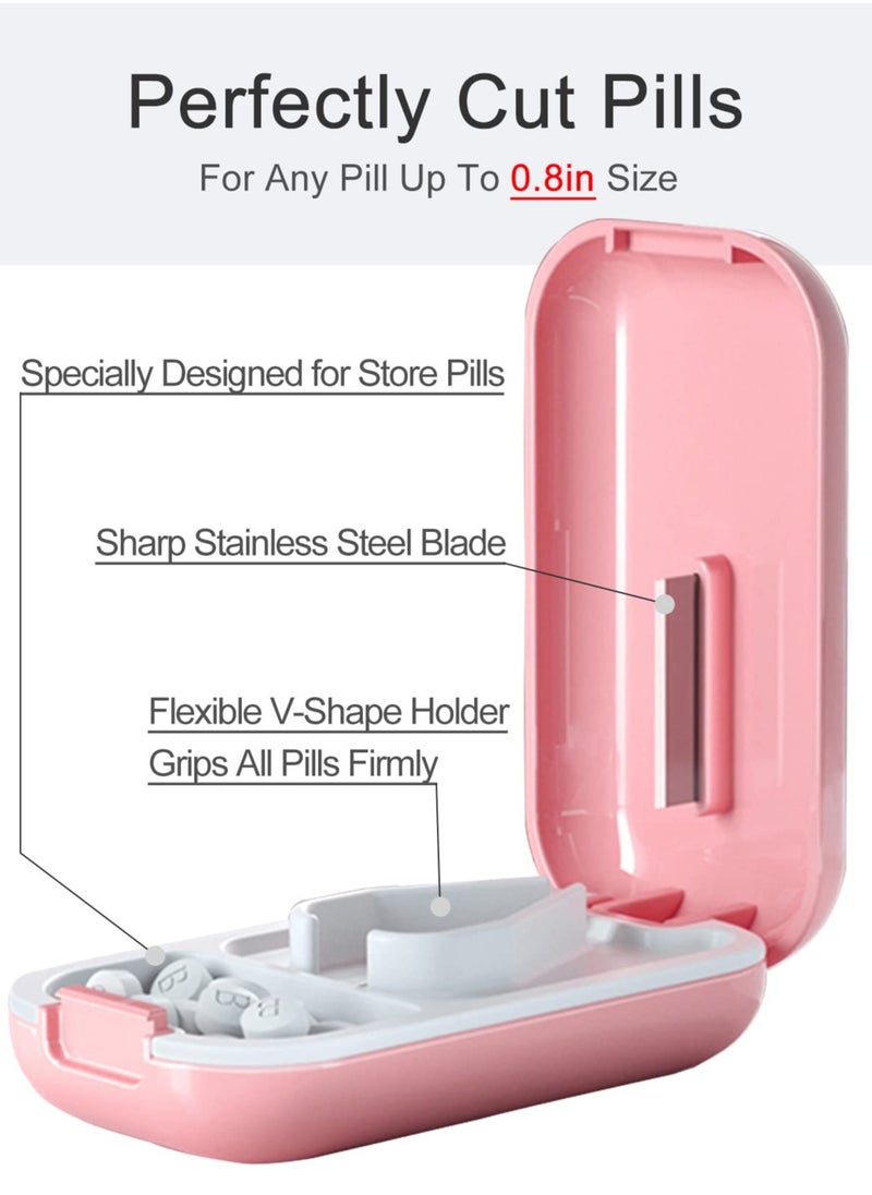 Excefore Small Pill Cutter, Pill Splitter with Pill Holder Case, Pill Cutter for Small or Large Pills, Cuts Vitamins Tablets, Portable Pill Divider Pretty Pill Crusher for Purse Pocket (1 PCS, Pink)  - Image 3