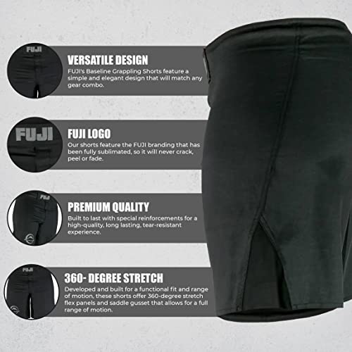 FUJI Baseline Grappling & Fight Shorts for MMA, Judo, Jiu-Jitsu, BJJ and more, Black, Size 30 - Image 5