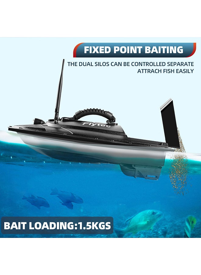 Generic Flytec Fishing Bait Boat 500m Remote Control Bait Boat Dual Motor Fish Finder 1.5KG Loading with LED Light for Fishing  - Image 3