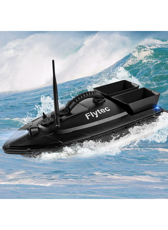 Generic Flytec Fishing Bait Boat 500m Remote Control Bait Boat Dual Motor Fish Finder 1.5KG Loading with LED Light for Fishing  - Image 2