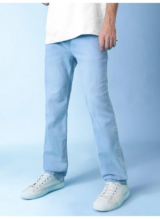 The Souled Store Men Classic Slim Fit Light Wash Blue Jeans