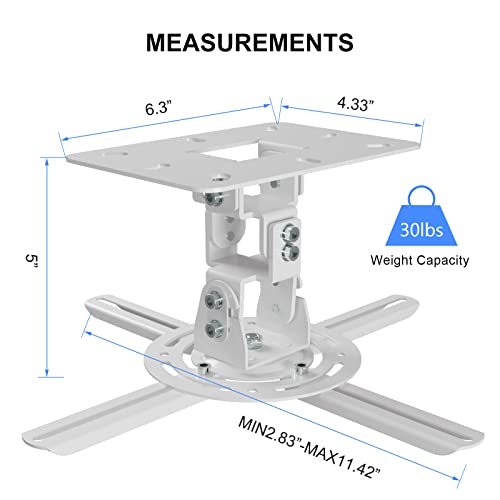 XINLEI Universal Projector Ceiling Mount Low Profile Projector Mount w/Retractable Arms and Multiple Adjustment Function PR14W - Image 3