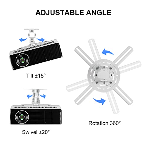 XINLEI Universal Projector Ceiling Mount Low Profile Projector Mount w/Retractable Arms and Multiple Adjustment Function PR14W - Image 5