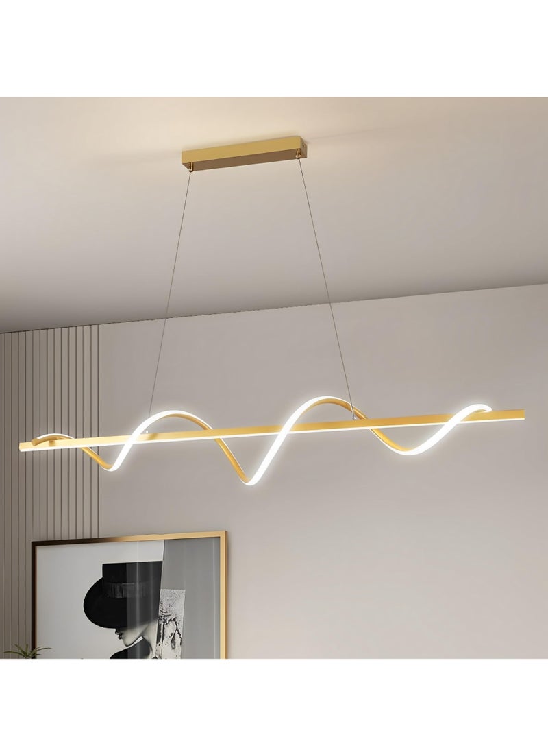 YATAI LIGHTING Modern LED Chandelier Dining Room Island, Wave Shape 120cm Long Gold Classic Chandelier Light for Kitchen and Dining Room Table, Acrylic Adjustable Color Temperature Chandelier Lamp - Image 1