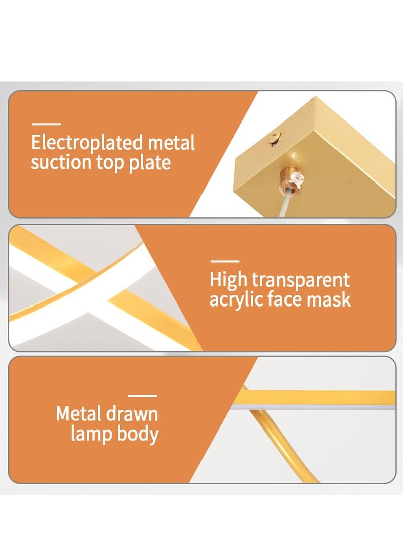 YATAI LIGHTING Modern LED Chandelier Dining Room Island, Wave Shape 120cm Long Gold Classic Chandelier Light for Kitchen and Dining Room Table, Acrylic Adjustable Color Temperature Chandelier Lamp - Image 4