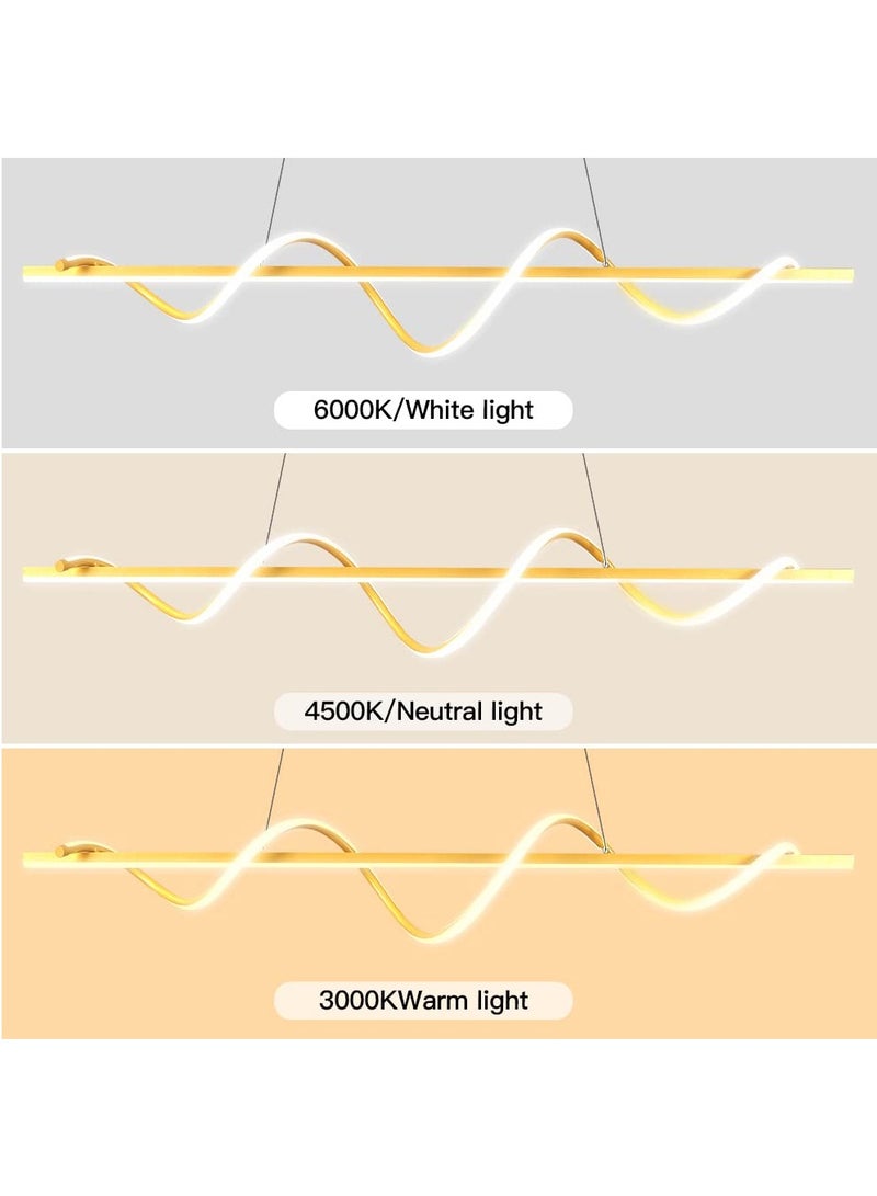 YATAI LIGHTING Modern LED Chandelier Dining Room Island, Wave Shape 120cm Long Gold Classic Chandelier Light for Kitchen and Dining Room Table, Acrylic Adjustable Color Temperature Chandelier Lamp - Image 5