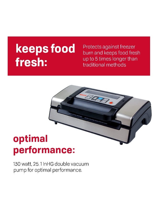 Nesco Nesco Deluxe Food VS12 Vacuum Sealer 130 Watts Kit Bags  Viewing Lid Compact Silver  - Image 2