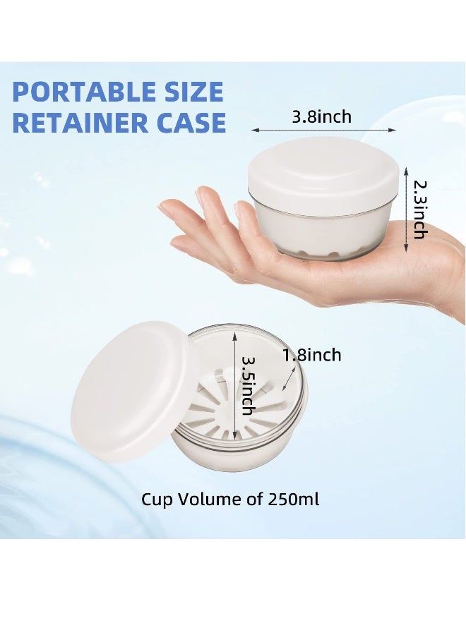 Generic Leak Proof Denture Case, Retainer Case Orthodontic Denture Cup with Strainer, for Dentures, Partial Dentures, Traditional Braces, Etc, Portable Retainer Cleaner Case for Household  - Image 3